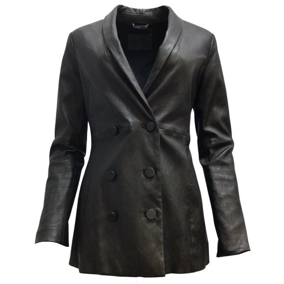 Giorgio Armani Jackets & Blazers - GIORGIO ARMANI BLACK STRETCHY LAMBSKIN LEATHER JACKET